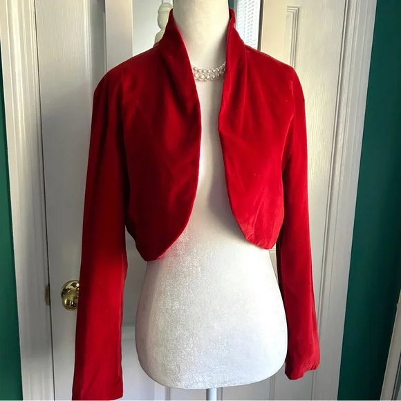 Jackets Coats Red Velvet Bolero Jacket Small Poshmark